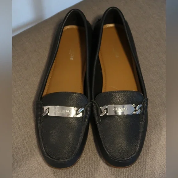 Coach Navy Leather Loafers - Picture 2 of 6